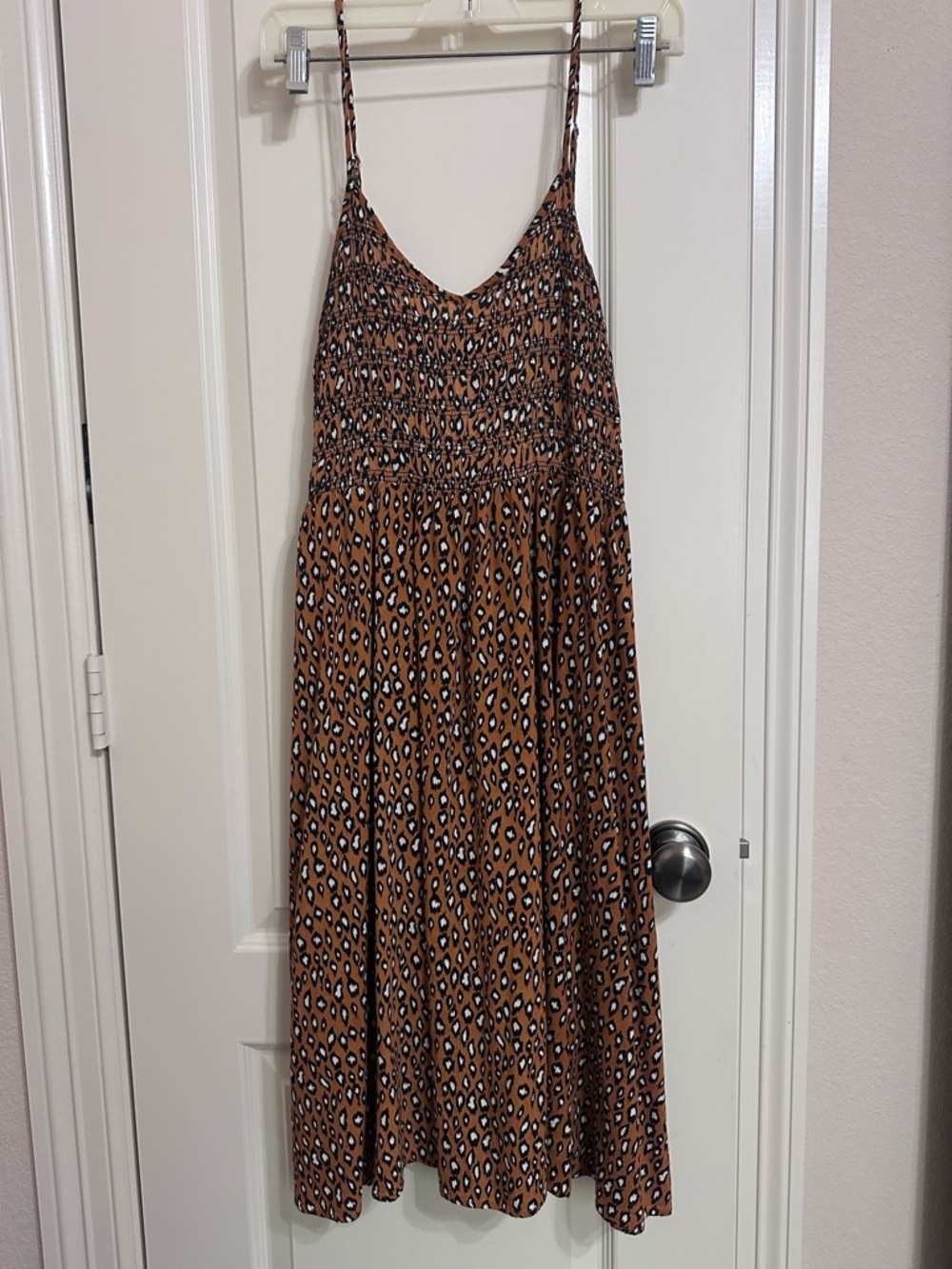 Brown Leopard Print Midi Dress